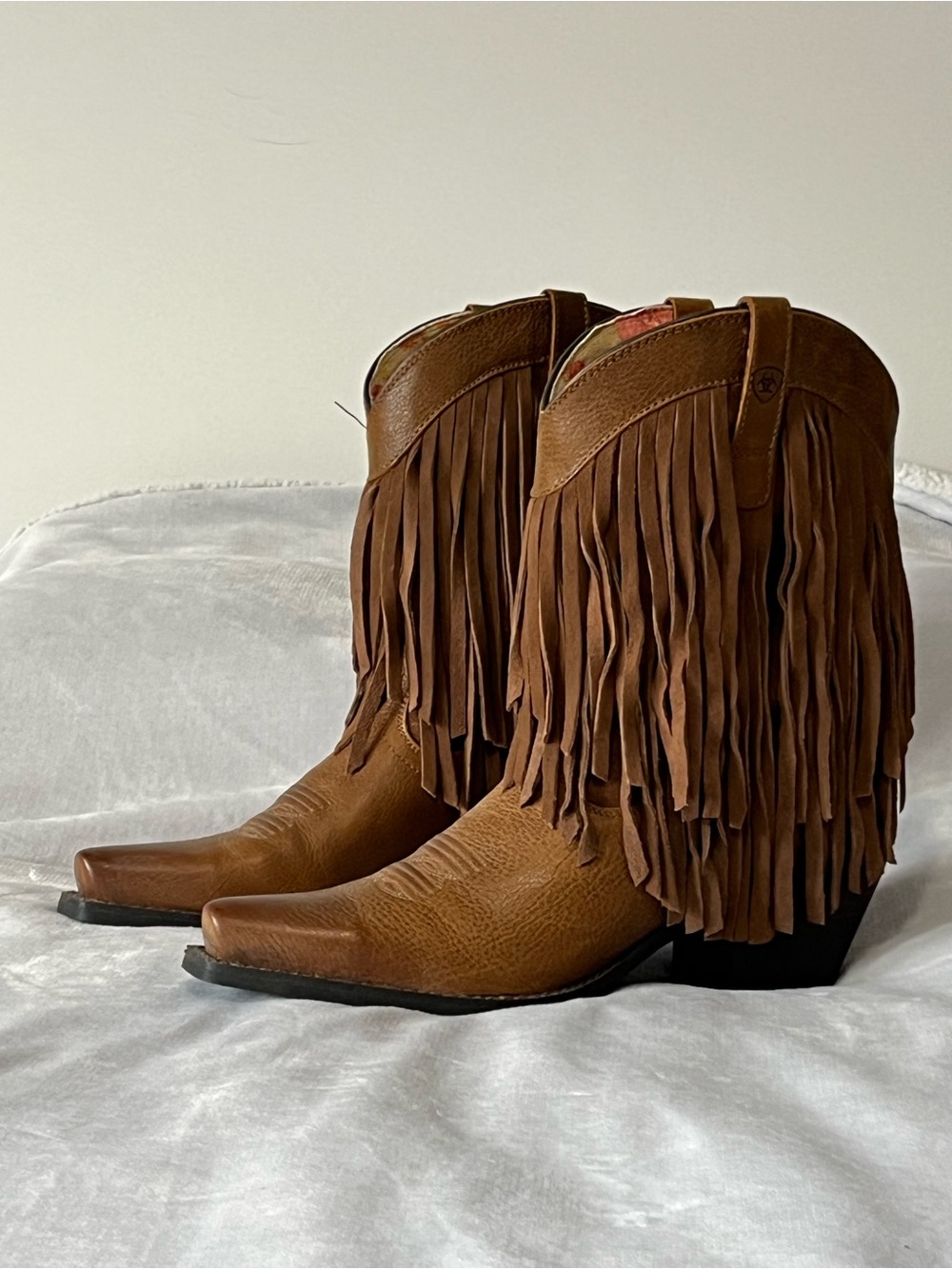 Ariat Brown Fringe Leather Western Heeled Boots